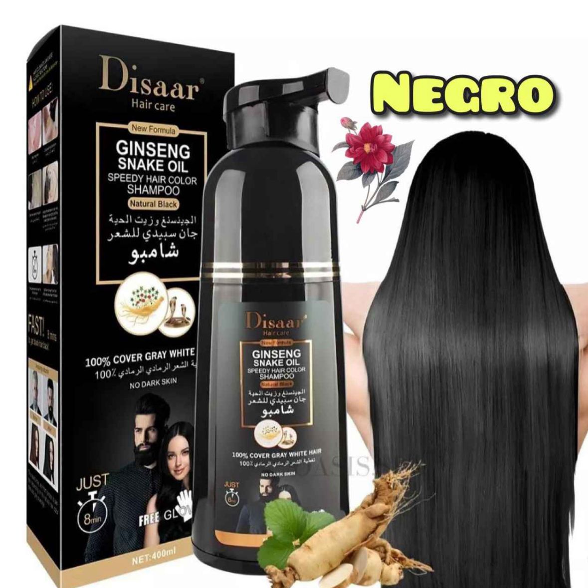 SHAMPOO COLORANTE CON TINTE CUBRE CANAS