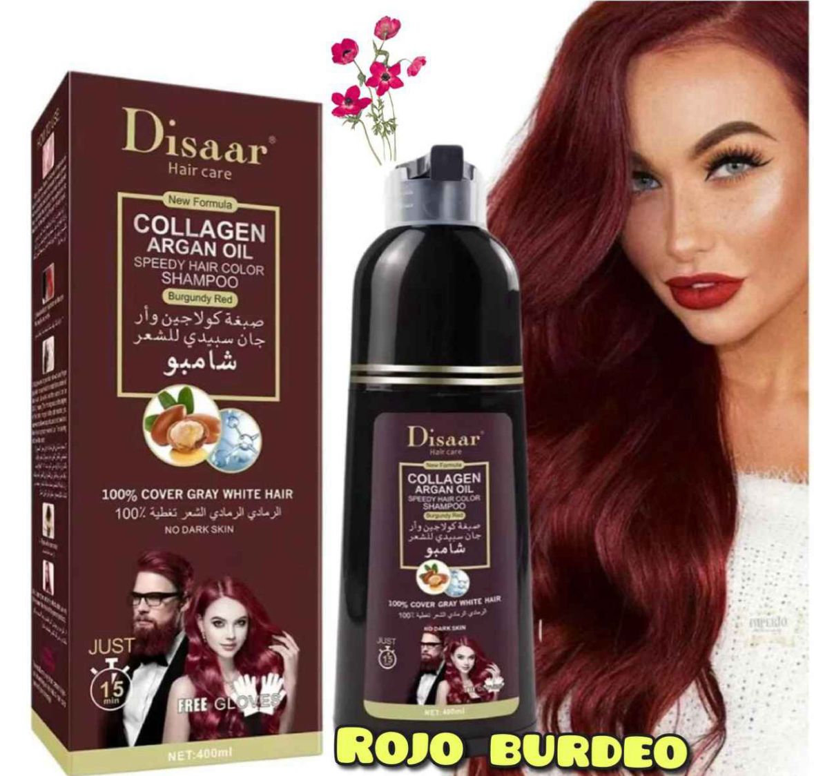 SHAMPOO COLORANTE CON TINTE CUBRE CANAS